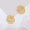 925 Sterling Silver 14K Gold Plated Hollow Twisted Rose Stud Earrings for Women 5A CZ Statement Earrings
