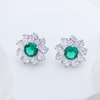 S925 Silver Ribbed CZ Pave Oval Drop Earrings