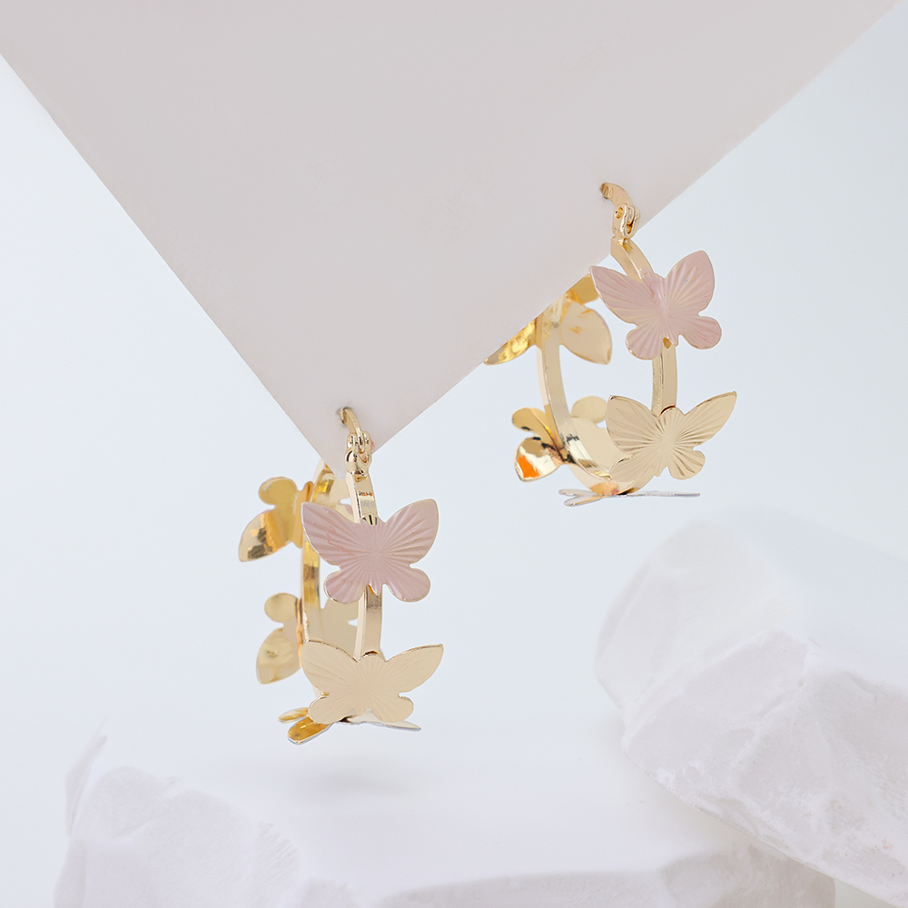 S925 Silver Hoop 18k Gold Plated Earrings Colored Painted Jewelry Butterfly Shape Plain Earrings
