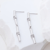 Handmade Hammered Texture Silver Bar Earrings, Modern Geometric 925 Silver Drop Jewelry, Lightweight & Tarnish Resistant