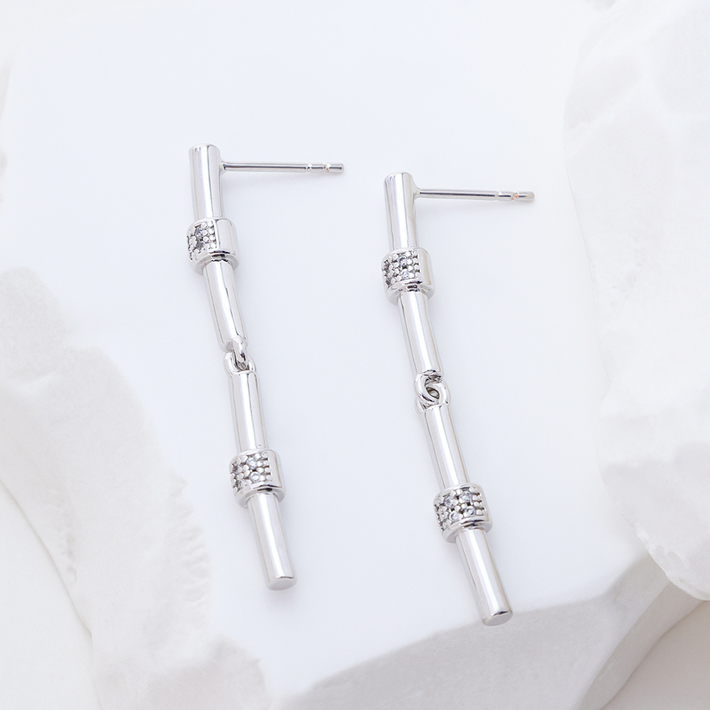 Handmade Hammered Texture Silver Bar Earrings, Modern Geometric 925 Silver Drop Jewelry, Lightweight & Tarnish Resistant