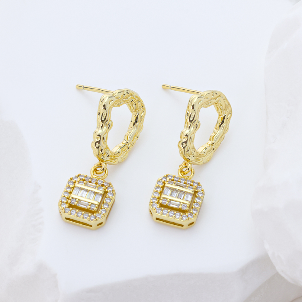 S925 Sterling Silver Asymmetric Sparkling Tassel Earrings Modern Minimalist Party Jewelry