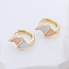 Sterling Silver S-Shaped Hoop Earrings for Women, Two-Tone Rose Gold & Silver Plated Huggie Earrings, Dainty Textured Curved Earrings Hypoallergenic Jewelry for Gift