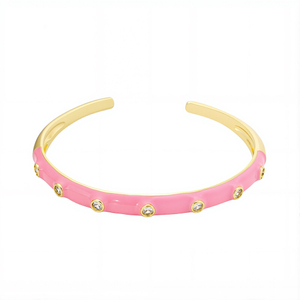 S925 Silver Gold Plated Hammered Vintage CZ Boho Bangle