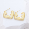 S925 Sterling Silver Matte Abstract Square Huggie Earrings 14K Gold Plated Hollow Geometric Jewelry for Women