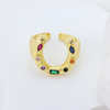 925 Sterling Silver Gold Vermeil Ring with Multi-Gemstones – Vintage Textured Open Band
