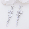Long Water Drop Zircon Earrings, Dangle Flower Shape Bridal Earrings, Cubic Zirconia Statement Jewelry for Women