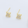 Geometric Baguette Zircon Earrings S925 Sterling Silver Elegant Vintage Statement Studs