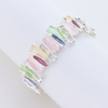 Colorful Enamel Geometric Link Bracelet, Silver Tone Stainless Steel Bangle, Fashion Statement Jewelry for Women
