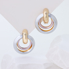 Sterling Silver Three-Tone Curved Hoop Earrings for Women | 14K Gold & Rose Gold Plated | Minimalist Geometric Statement Jewelry | Hypoallergenic C-Hoop Earrings