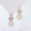 925 Sterling Silver Tri-Color Brushed Drop Earrings, Three Layer Round Disc Dangle Earrings for Women, Minimalist Geometric Jewelry Gift for Her