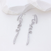 Geometric Zigzag Zirconia Silver Drop Earrings - 925 Sterling Silver Dangle Earrings for Women, Minimalist Long Statement Jewelry Gift