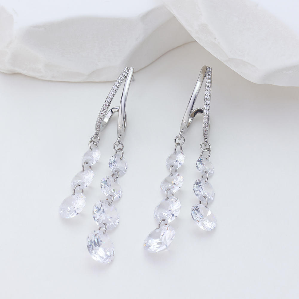 S925 Sterling Silver Art Deco Pearl Earrings Vintage Baguette Zircon Studs