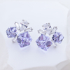 S925 Sterling Silver Rhodium Plated Square Amethyst & Pear Cut CZ Statement Stud Earrings