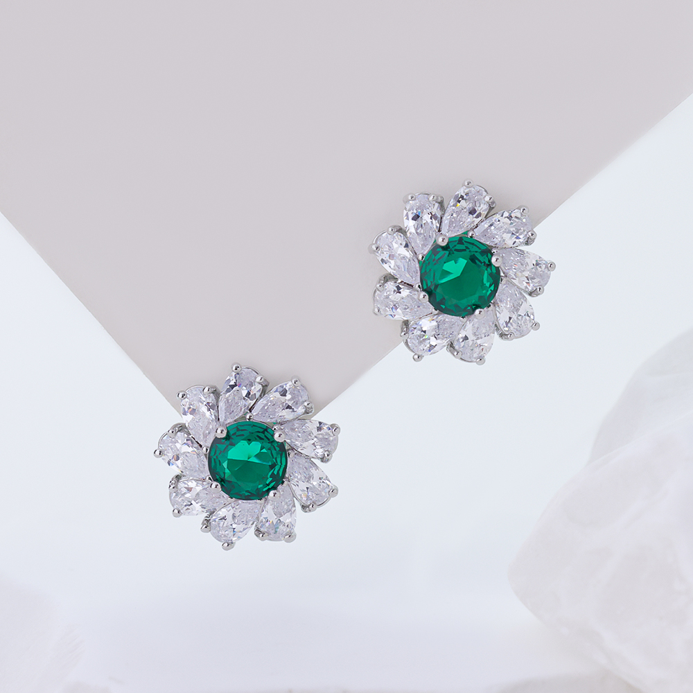 S925 Silver Ribbed CZ Pave Oval Drop Earrings
