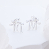 925 Sterling Silver Gold Plated Earrings Geometric Twisted Square CZ Diamond Studs Modern Fine Jewelry