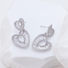 Double Heart Drop Earrings, 925 Sterling Silver Sparkling Cubic Zirconia Paved Hollow Heart Dangle Earrings for Women Romantic Valentine Jewelry Gift