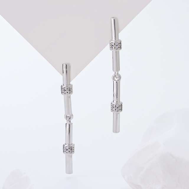 Handmade Hammered Texture Silver Bar Earrings, Modern Geometric 925 Silver Drop Jewelry, Lightweight & Tarnish Resistant