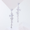Long Water Drop Zircon Earrings, Dangle Flower Shape Bridal Earrings, Cubic Zirconia Statement Jewelry for Women