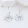 S925 Sterling Silver Four Leaf Clover Pearl Earrings Lucky Sunray Studs