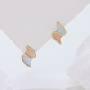 Sterling Silver S-Shaped Hoop Earrings for Women, Two-Tone Rose Gold & Silver Plated Huggie Earrings, Dainty Textured Curved Earrings Hypoallergenic Jewelry for Gift