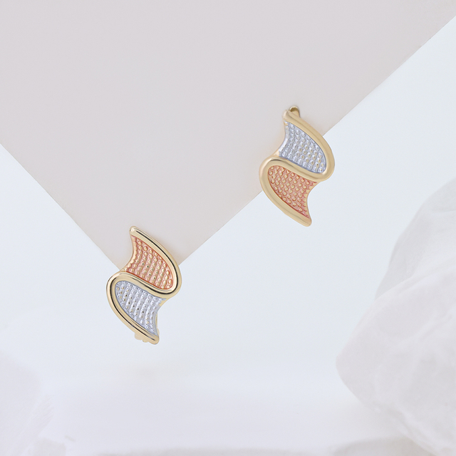 Sterling Silver S-Shaped Hoop Earrings for Women, Two-Tone Rose Gold & Silver Plated Huggie Earrings, Dainty Textured Curved Earrings Hypoallergenic Jewelry for Gift