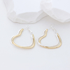 Women S925 Silver Post Double‑Layer Two‑Tone Heart Hoop Earrings Textured Click‑Top Fashion Earrings