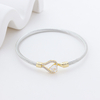 Elegant Heart-Shaped Zircon Cable Bracelet – 18K Gold Plated Stainless Steel Twisted Wire Bangle for Women | Romantic Gift for Her