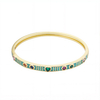 【Vintage Glam】Enamel Grid Cuff Bracelet with Gold-Plated Zircon & Heart Gemstone