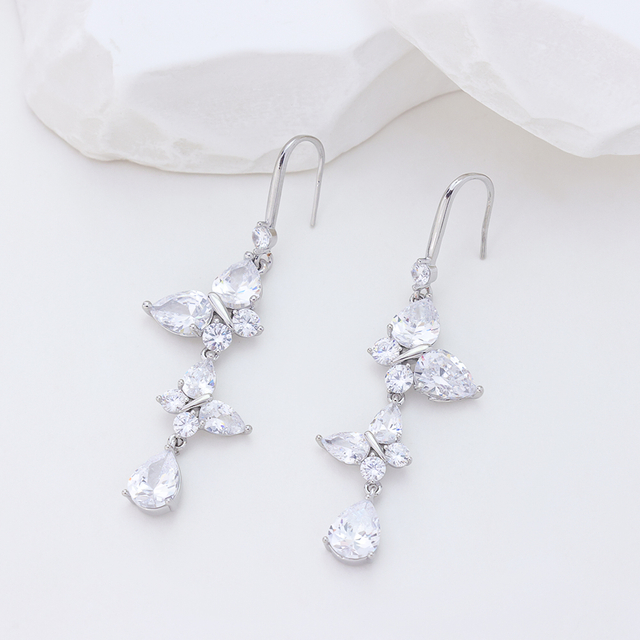 S925 Sterling Silver Bohemian Crystal Daisy Earrings Urban Garden Party Jewelry