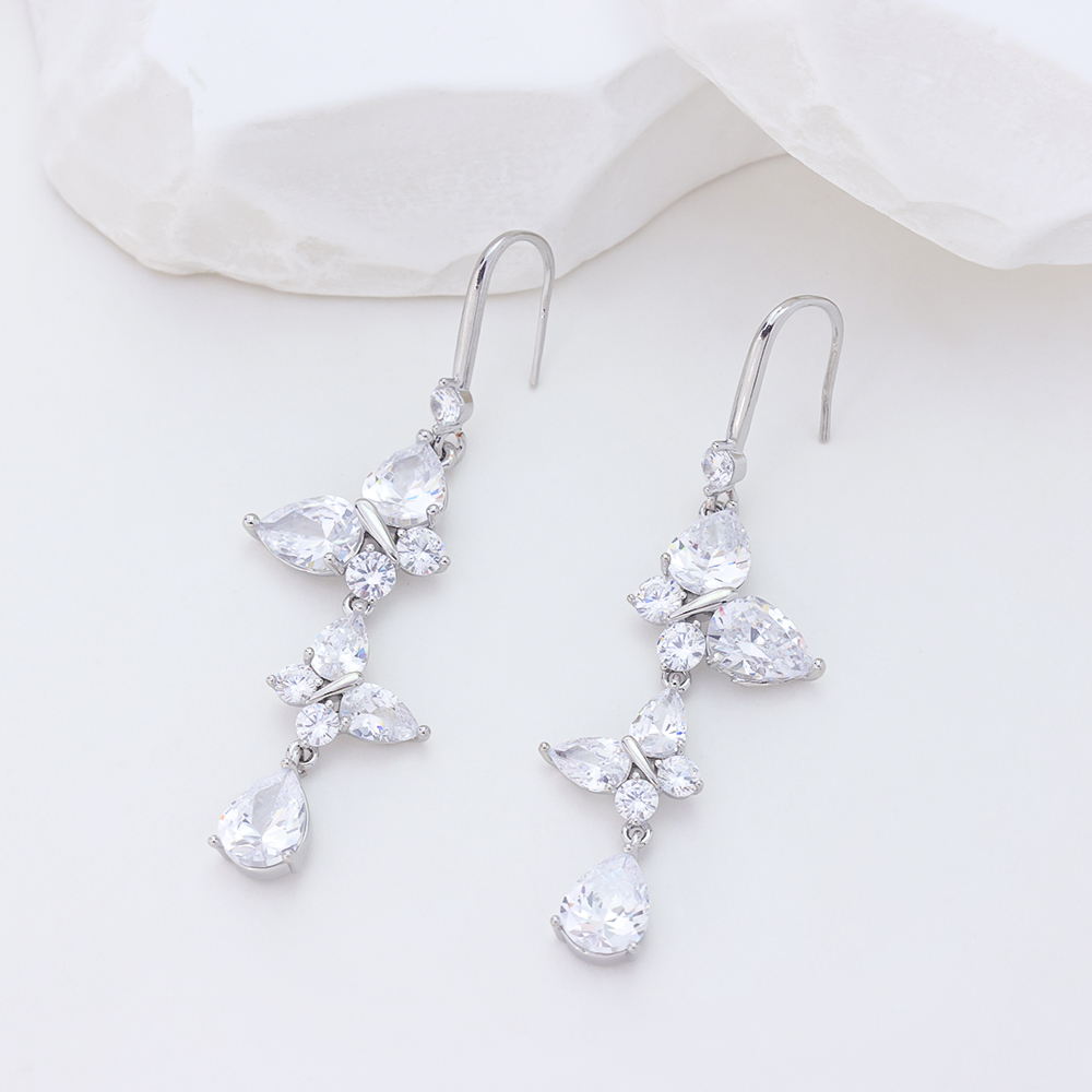 S925 Sterling Silver Bohemian Crystal Daisy Earrings Urban Garden Party Jewelry