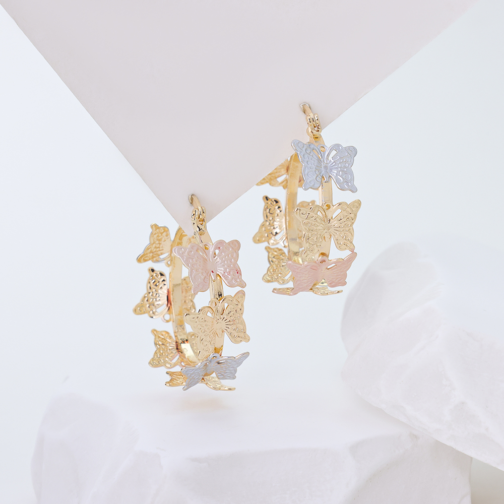 Sterling Silver Butterfly Huggie Earrings, 14K Gold Plated Multicolor Butterfly Hoop Earrings for Women, Hypoallergenic Jewelry Gift