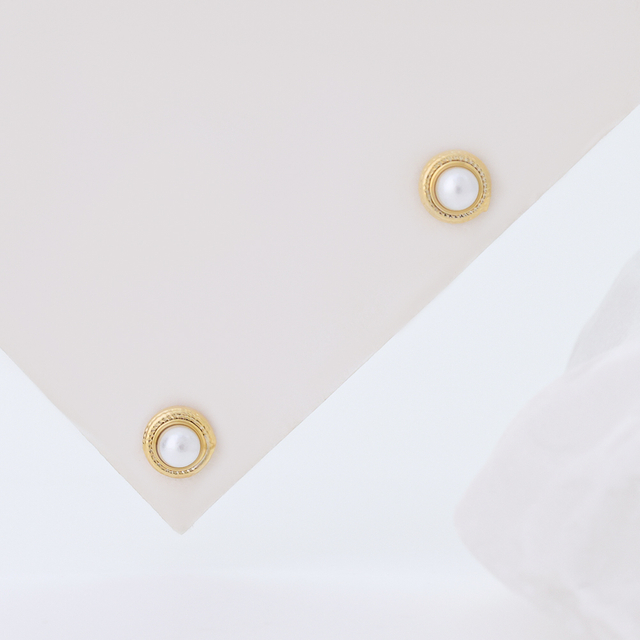 S925 Sterling Silver Square Spiral Earrings High Gloss Faux Pearl Daily Office Jewelry