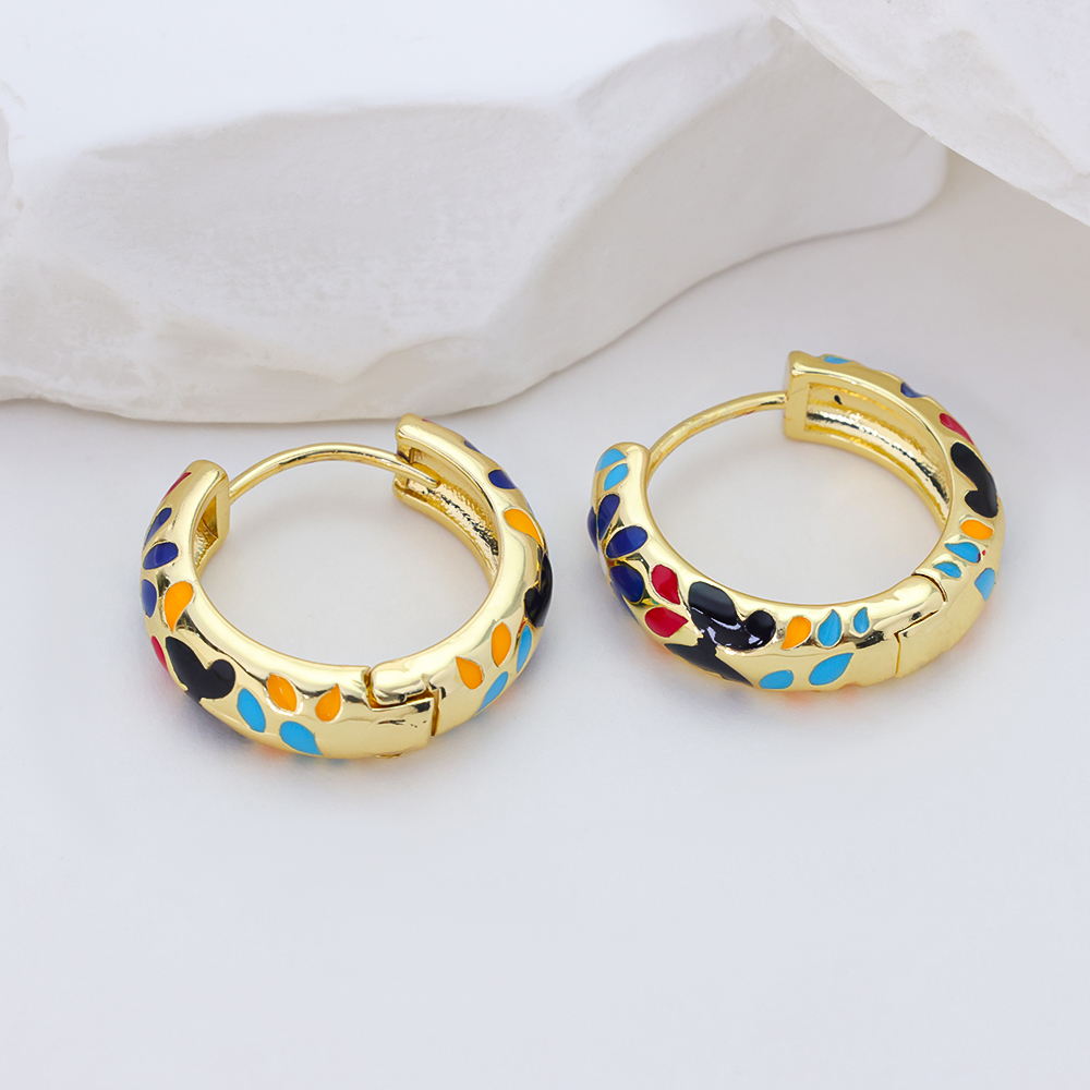 925 Sterling Silver Colorful Enamel Flower & Butterfly Hoop Earrings for Women, 14K Gold Plated Hypoallergenic Huggie Earrings, Boho Floral Jewelry Gift for Her