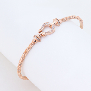 S925 electroplated 14K rose gold horseshoe buckle bracelet, adjustable jewelry
