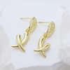 Gold Plated Sterling Silver Earrings – Modern Twisted Drop Earrings for Women, Fashion Jewelry