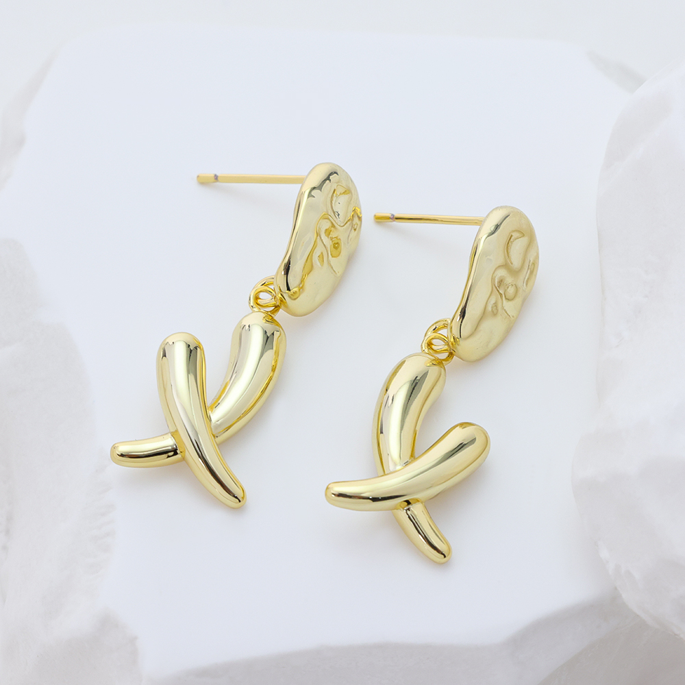 Gold Plated Sterling Silver Earrings – Modern Twisted Drop Earrings for Women, Fashion Jewelry